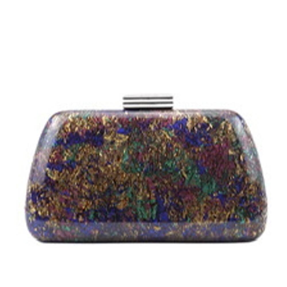 Peeptoe Evening Acrylic Multicolored Marble Clutch Purse with Crossbody Strap